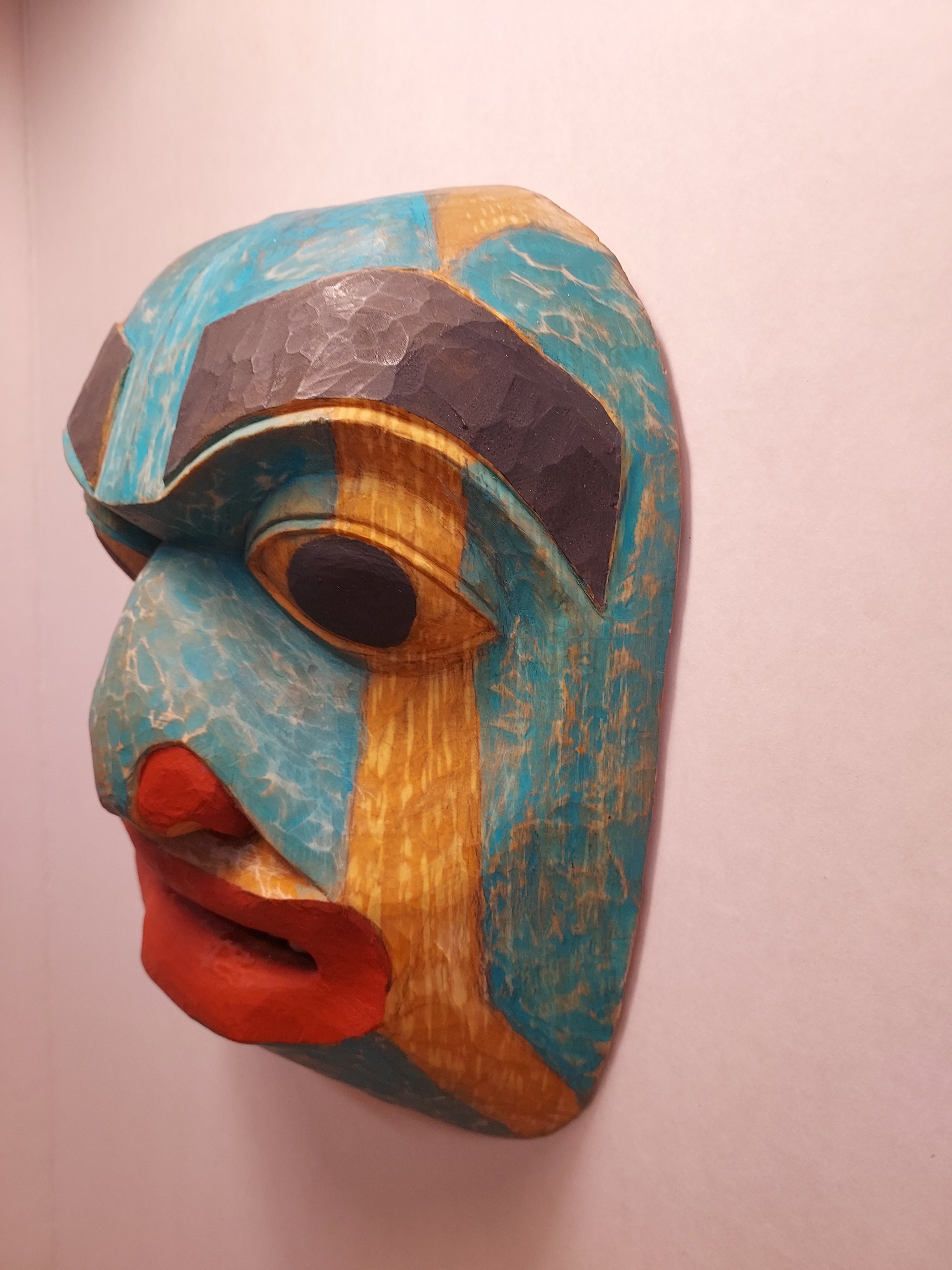 Tlingit Alder Mask With Operculum Inlay | Handcarved Native Mask