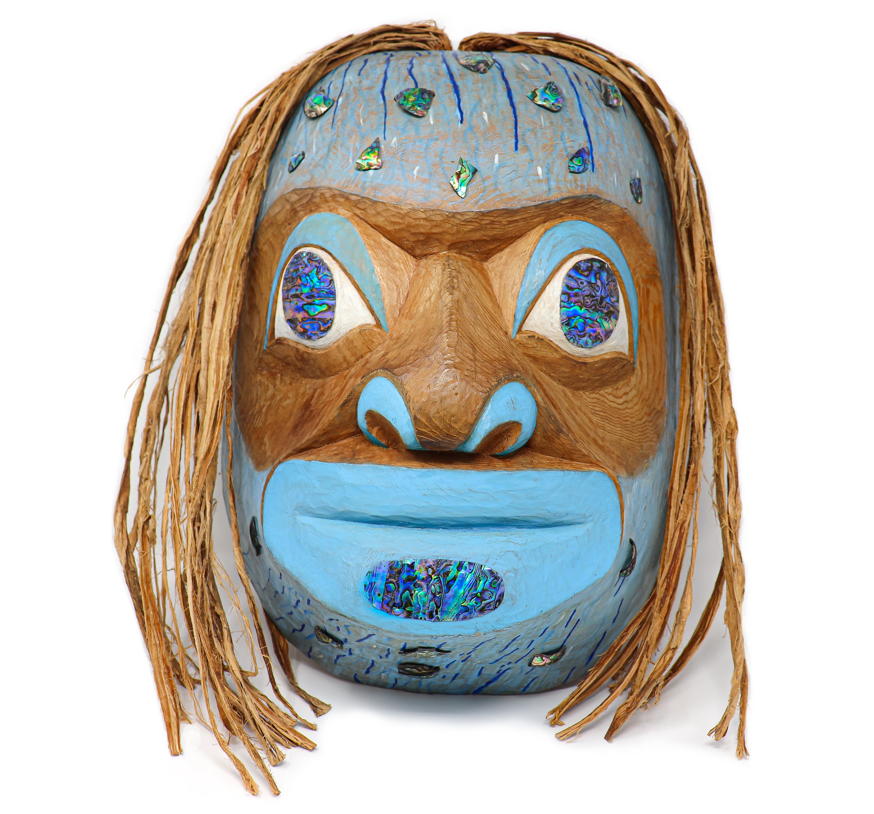 Tlingit Alder Mask With Operculum Inlay | Handcarved Native Mask