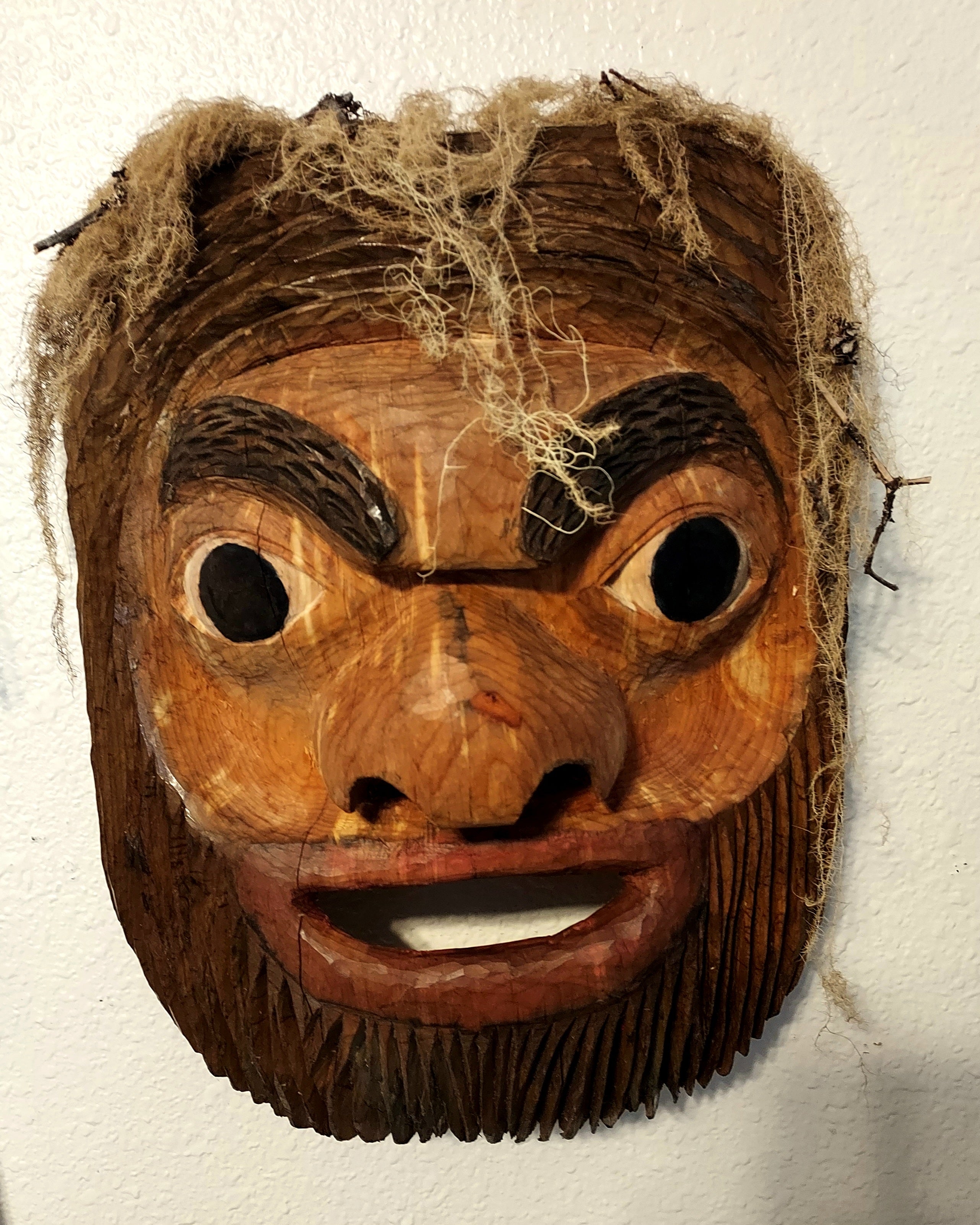 Alder wood, acrylic paint, old mans hair, tung oil