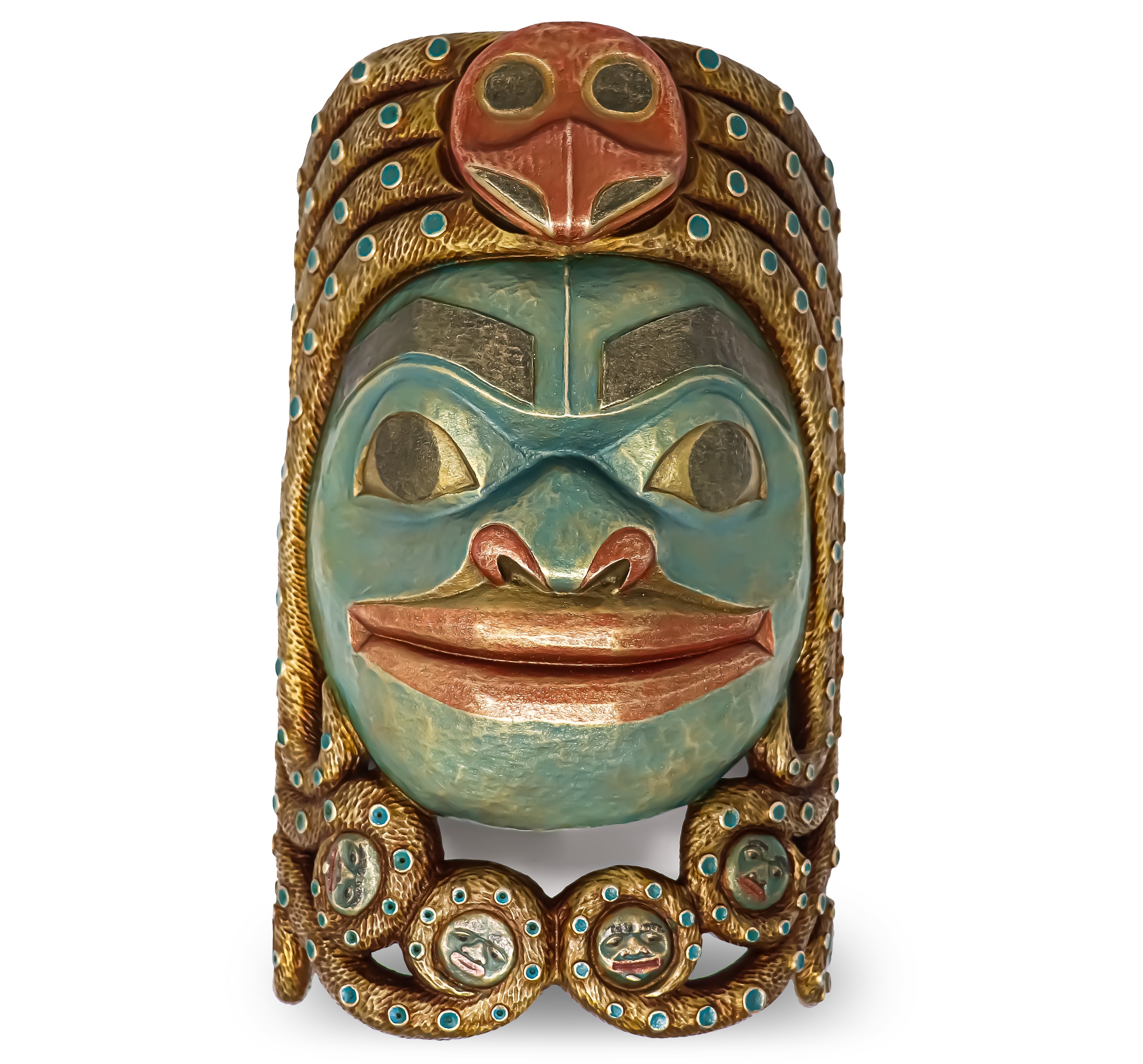 Chookaneidee Devilfish Mask Bronze Replica originally carved and painted by Fred Fulmer Tlingit Artist