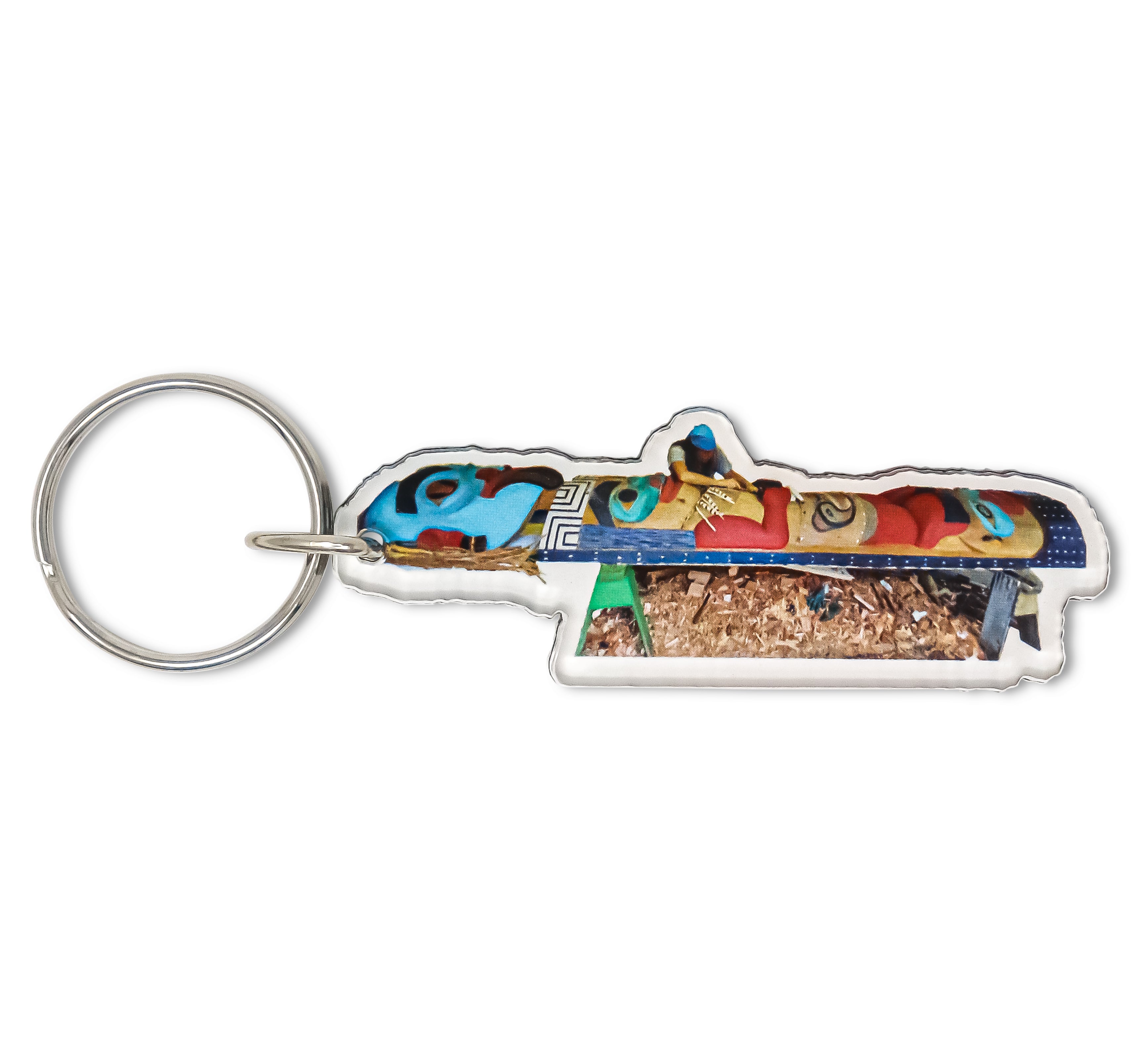 The Ancestors Totem Pole Acrylic Key Ring originally carved and painted by Fred Fulmer Tlingit Artist