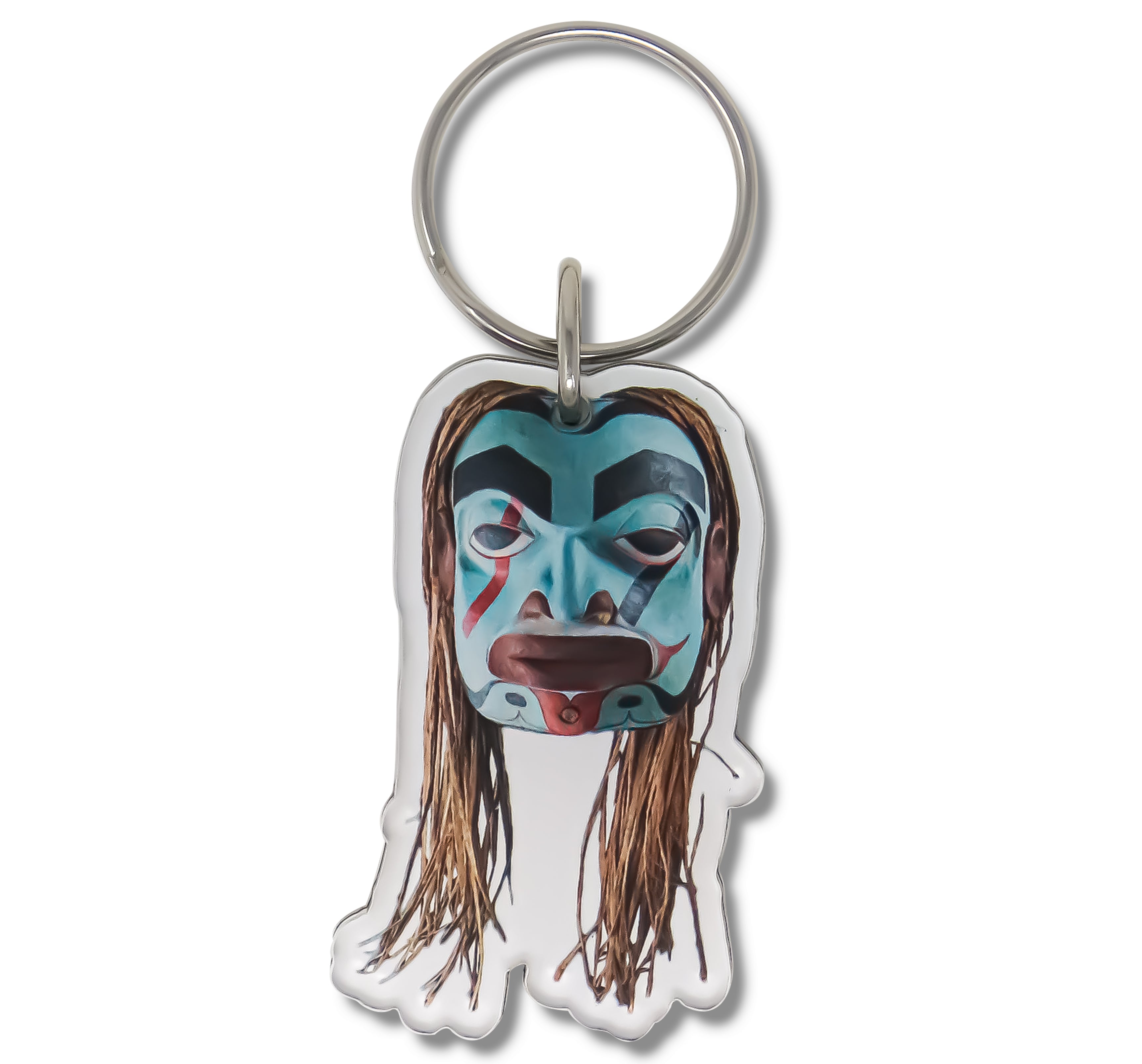 Alaskan Native Female Shaman Acrylic Key Ring originally carved and painted by Fred Fulmer Tlingit Artist