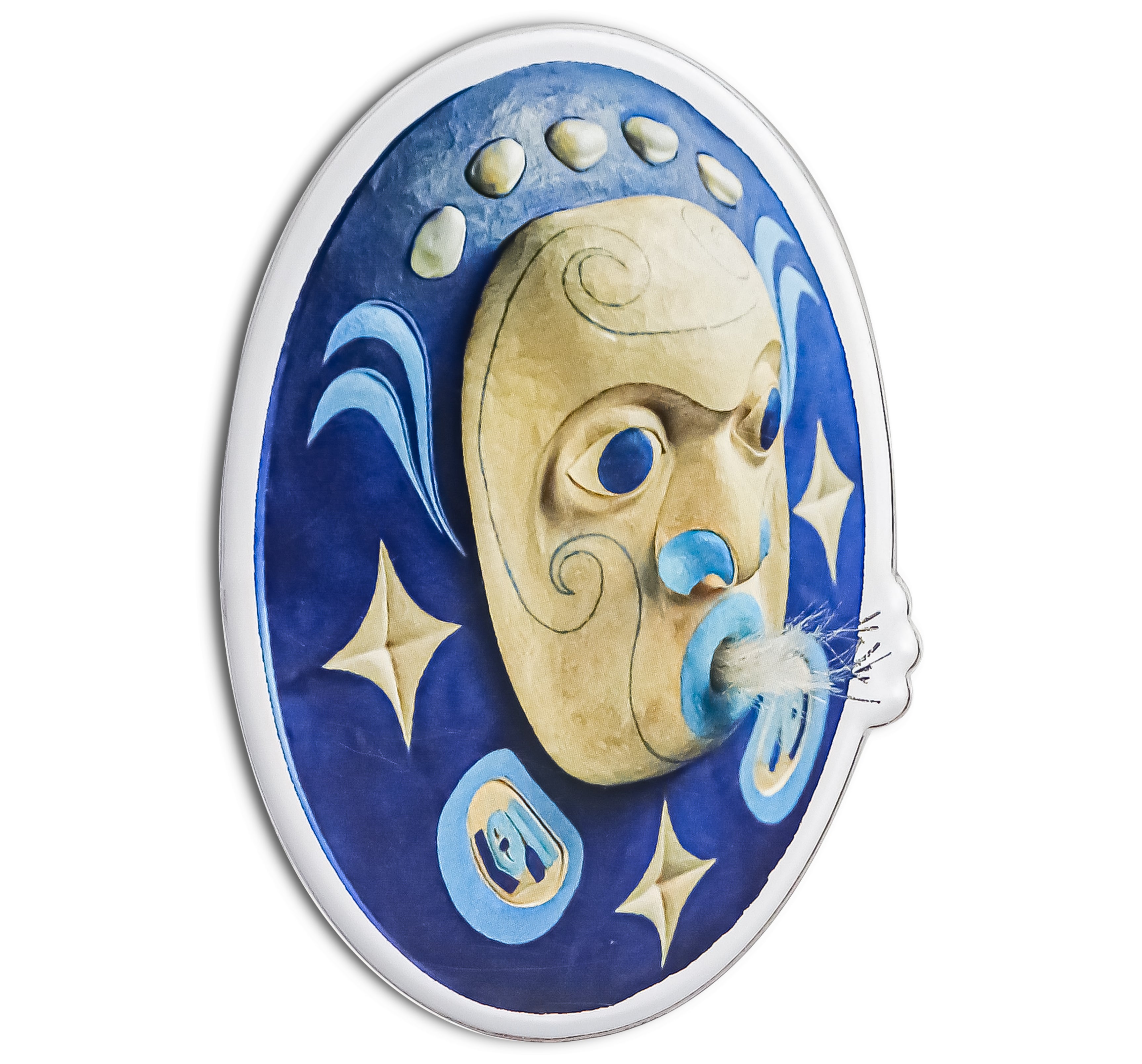 Glacierbay Winter Moon Mask Native Fridge Magnet originally carved and painted by Fred Fulmer Tlingit Artist