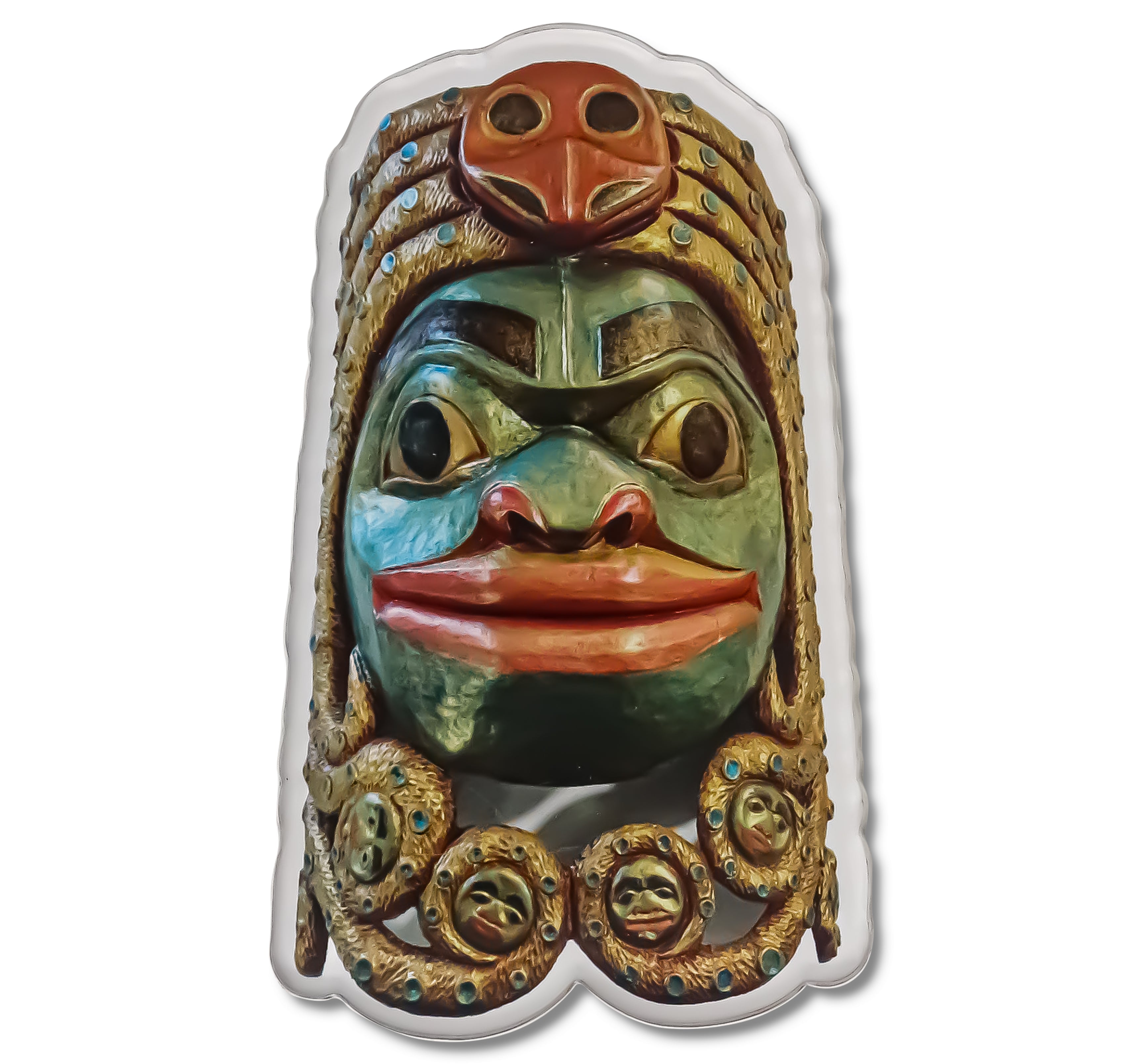 Chookaneidee Devilfish Mask Native Fridge Magnet originally carved and painted by Fred Fulmer Tlingit Artist
