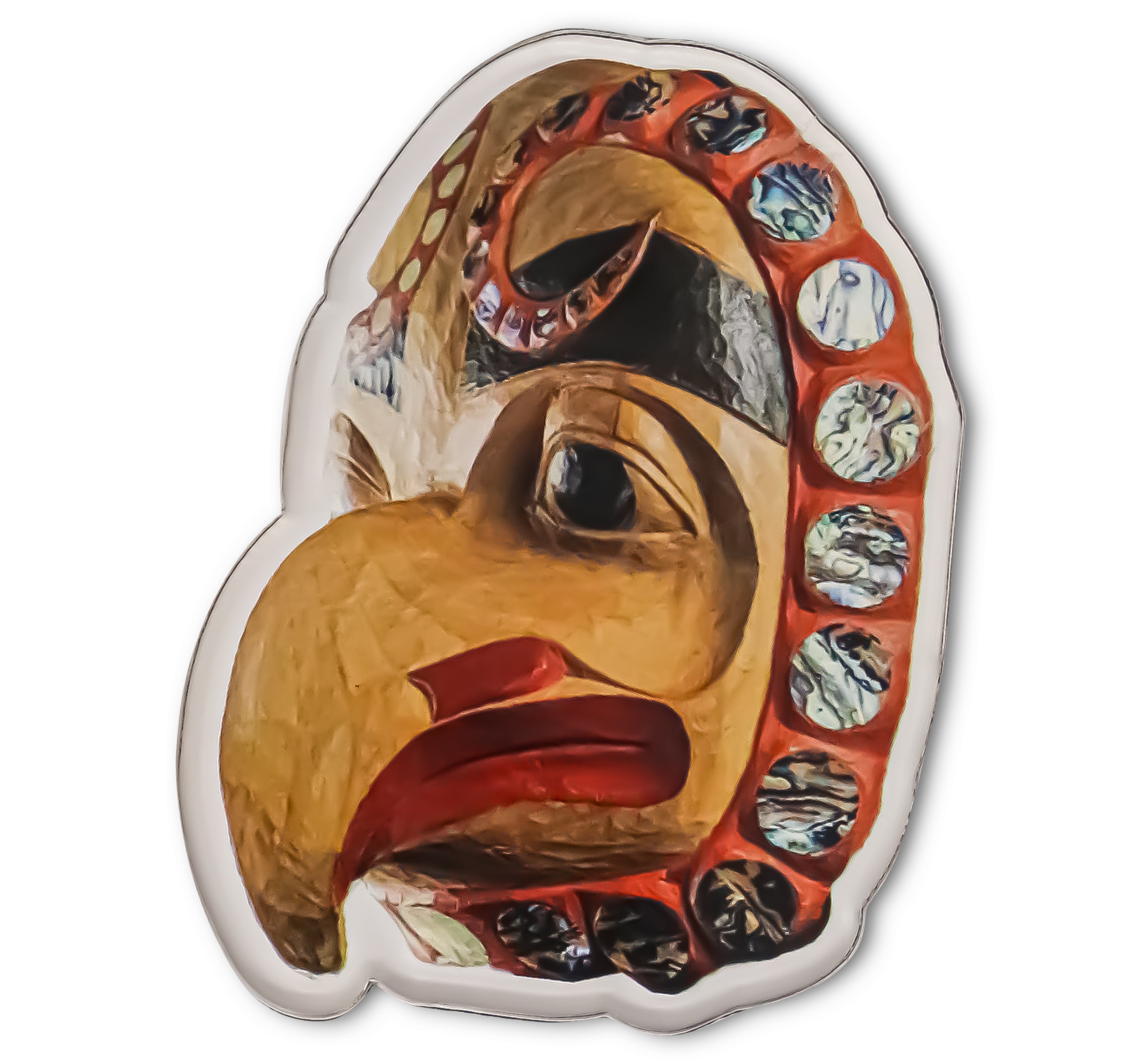 Alaskan Native Octopus Mask Native Wooden Sticker originally carved and painted by Fred Fulmer Tlingit Artist