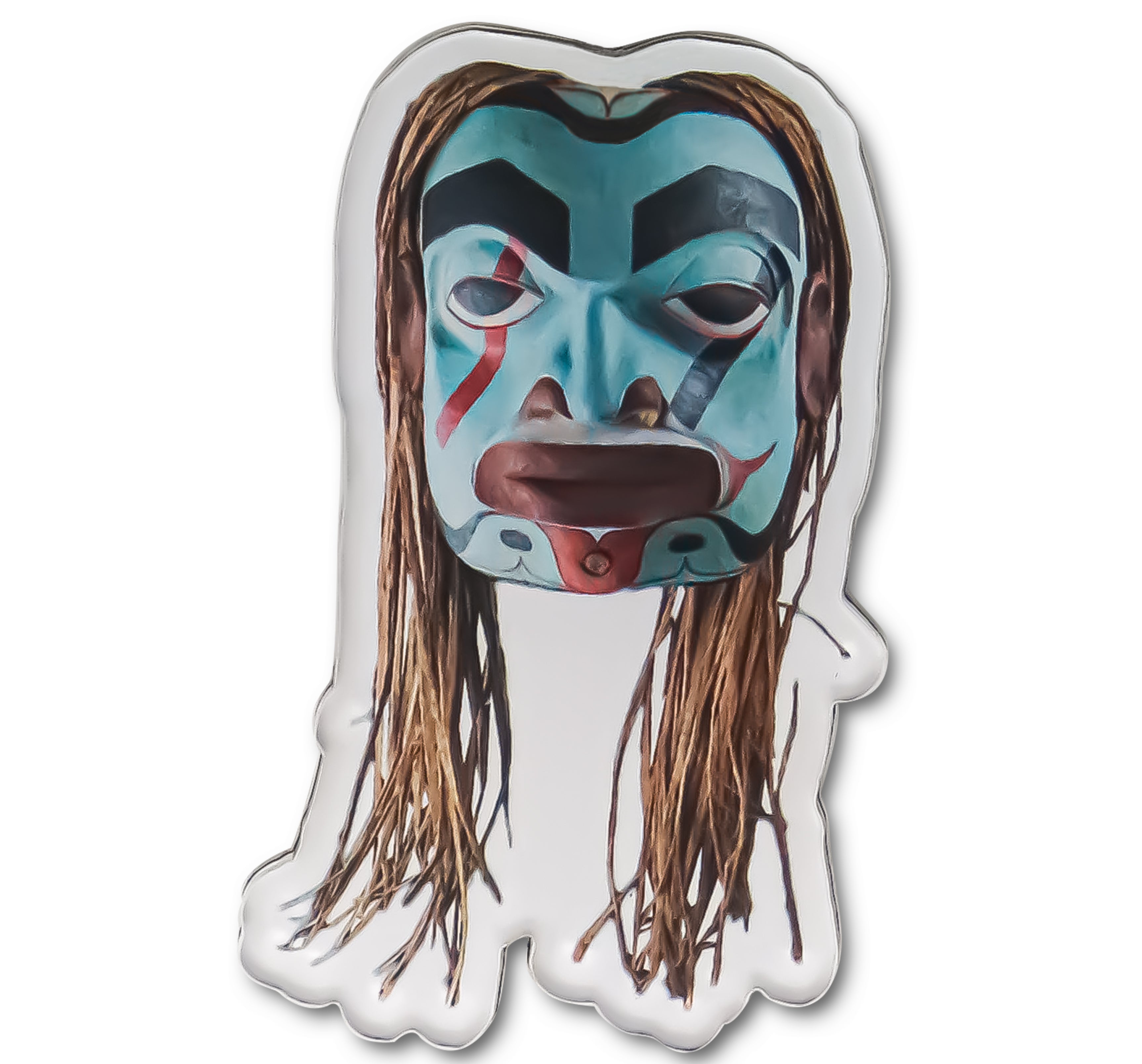 Alaskan Female Shaman Mask Native Fridge Magnet originally carved and painted by Fred Fulmer Tlingit Artist