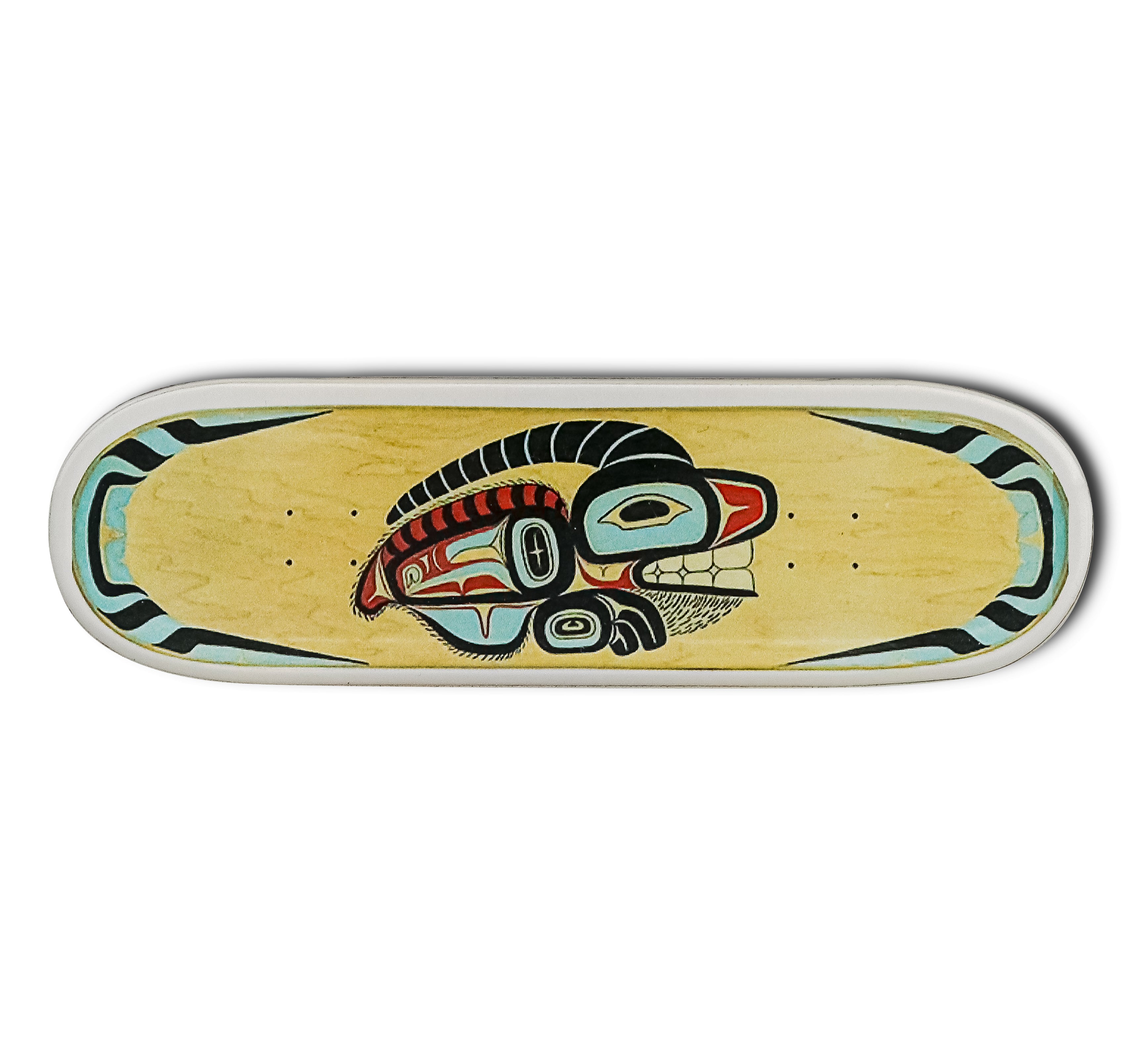 Glacierbay Mountain Goat Skateboard Native Fridge Magnet originally carved and painted by Fred Fulmer Tlingit Artist